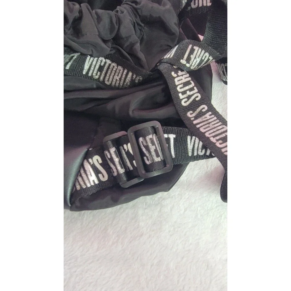 Victoria's Secret Gym Pink Drawstring Backpack Bag Black Missing Logo No Straps